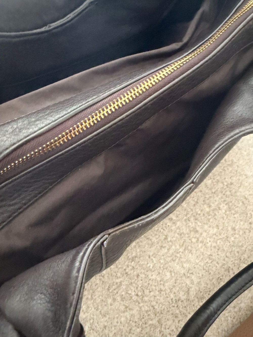 Cole Haan Dark brown Pebbled Leather Equestrian Hobo Bag with Gold Hardware - Picture 3 of 10